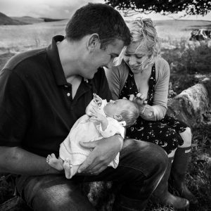 Mum and dad with newborn in Jedburgh Scottish Borders family photography session